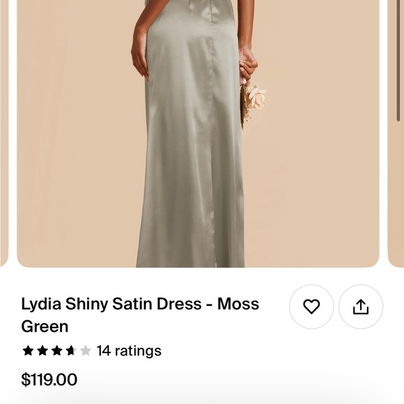 Shiny Satin Moss Green Dress - Picture 3 of 5